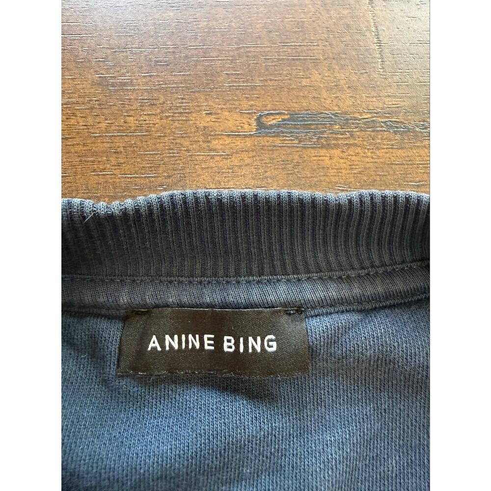 Anine Bing Tyler BING Varsity Chenille Oversized Sweatshirt Navy Slouchy Size XL - Picture 8 of 12